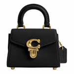 COACH Sammy 12 Metallist Logo Lukk Kinnitus Eemaldatav &Otilde;larihm Vasikanahk Crossbody T&otilde;mblukuga Kott Mini Naiste Must must