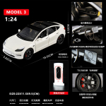 1:24 Mudel 3 Premium Elektriauto Sedaan Sulamist Metallist Valatud Mudelauto Heli Ja Valgustega K&otilde;rge Simulatsioon Miniatuurne Puhkuse Kingitus white