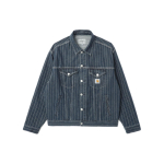 Carhartt WIP triibulise kraega &uuml;he n&ouml;&ouml;pidega taskuga teksajakk Unisex jakid Tume-sinine CHXJKI033011M-BLA M gray