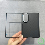 600D Kevlar s&uuml;sinikkiust tekstuuriga magnetiline &uuml;mbris Samsung Galaxy Z Fold 8 jaoks Hinge kaitsega MagSafe juhtmevaba laadimise katte jaoks Galaxy Z Fold 8 must