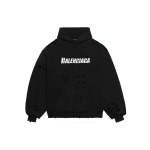 Balenciaga M&uuml;tsid Rikutud &Uuml;lem&otilde;&otilde;duline Kapuutsiga Jakk 659403TKVB61093 S must