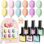 Pastelne geelk&uuml;&uuml;nelakikomplekt 6 v&auml;rvi Kevad Suvi Dopamiiniline Jelly K&uuml;&uuml;nelakk Madala l&otilde;hnaga Pikaajaline UV/LED-k&otilde;vastuv Macaron candy color pastel candy