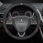 Auto seemisnahast s&uuml;sinikkiust nahast rooliratta kate Mitsubishi Outlander Pajero Asx Lancer EX Evolution L200 Triton RALLIART SR1 jaoks black