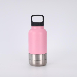 OKKPETS 32oz 3-&uuml;hes roostevabast terasest koera veepudel 1000ml v&auml;listingimusteks reisimiseks kaasaskantav lemmiklooma isoleeritud s&ouml;&ouml;tur koerakauss toidupudel roosa