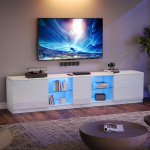 160 x 40 x 52 cm TV-alus, k&otilde;rgl&auml;ikega kummut, LED-valgustusega k&otilde;rvalkapp, 65-tollisele televiisorile sobiv madal kapp, elutuba ja magamistuba 160 x 40 x 52 cm valge