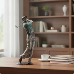 Golferi kuju Vaikne golfim&auml;ngija kuju Lauapealne elutuppa, golfim&auml;ngijatele, kollektsion&auml;&auml;ridele Style a black