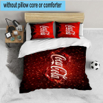 Coca-cola Kunstiline Disain 3-osaline Voodipesukomplekt, Ideaalne 1 tk Tekikatte ja 2 tk Padjap&uuml;&uuml;ri jaoks, Ideaalne F&auml;nnile kingituseks, Ideaalne Magamistoa, &Uuml;hiselamu jaoks 135cmx200cm black