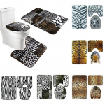 3 tk/komplekt, 3D loomade prindiga alusvaip + kaanega WC kate + vannimatt vaibakomplekt black&white mix