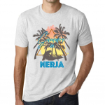 Meeste vintage T-s&auml;rk Graafiline T-s&auml;rk Suvine kolmnurk Nerja Vintage valge XS anti-flash valge v&auml;rv