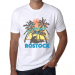 Meeste vintage T-s&auml;rk graafilise pildiga suvine kolmnurk Rostock valge XS valge