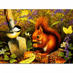 Teemanttikandid &uuml;mmargune teemant orav ja varblane t&auml;iskivist 5D teemantmaaling ristpistes 20X30CM