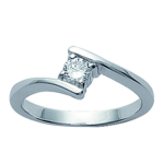 Bague Argent 'C&acirc;lin' blanc argent&eacute; (rhodi&eacute;) - 7 mm 52 h&otilde;be