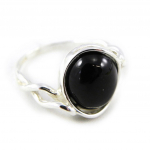 Bague Argent artisanal 'D&eacute;esse Noir de Jais' - 10 mm 50 must