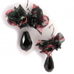 Les Tr&eacute;sors De Lily [J7030] - Boucles Cr&eacute;ateur 'Scarlett' noir rouge must