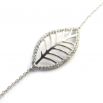 Les Tr&eacute;sors De Lily [M8967] - Bracelet argent 'Feuille d'Or' blanc argent&eacute; (rhodi&eacute;) - 28x15 mm h&otilde;be