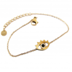 Les Tr&eacute;sors De Lily [P7958] - Roosa kullast  Eye of Fatma  terasest disainik&auml;ev&otilde;ru - 12x8 mm must