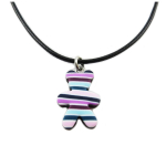 Les Tr&eacute;sors De Lily [R1309] - Collier artisanal 'Colombine & Arlequin' violet bleu - 19x14 mm (ourson) lilla