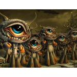 T&auml;isteemanttikandid  Suurte silmadega koletis  5D teemantmaal ristpistega 3D teemantmosaiik 20X30CM