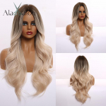 ALAN EATON Long Wavy Ombre Pruunid blondid s&uuml;nteetilised parukad Keskosa Parukad mustadele naistele Kuumakindlast kiust Cosplay peoparukad