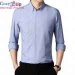 Cozy Up Brand Designer Ruuduline Meeste s&auml;rgid Meestele Riietus Korea moe pikkade varrukatega s&auml;rk Luksuslik kleit vabaaja riided Jersey M sinine