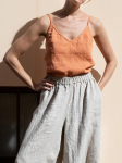 Johnature puuvillane linane naiste spagetirihm vest suvine vintage lahtine k&otilde;ik sobivad lihtsad 5 v&auml;rvi naiste topid L oranž