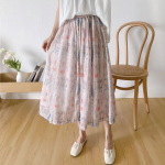 Johnature Summer Vintage Print Naiste lahtised seelikud Mori elastne v&ouml;&ouml;koht K&otilde;ik sobivad seelikud One Size roosa
