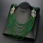 Elegantne pikkade helmestega kaelakee Maroko Caftan Bijoux Etnilised pruudi pulmaehted T&uuml;rgi mitmekihiline helmestega kaelakee roheline