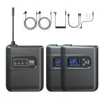 Juhtmeta Lavalier mikrofonis&uuml;steem 2 saatja ja 1 vastuv&otilde;tjaga umbsuunalise rev&auml;&auml;rimikrofoniga 2 Transmitters & 1 Receiver