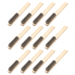 12 TK traatharja komplekt puidust k&auml;epidemega roostevabast terasest kriimustushari puhastamiseks rooste eemaldamiseks vana puu v&auml;rv