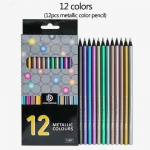 12 v&auml;rvi metallilise v&auml;rviga joonistuspliiats-visand Pliiatsijoonistus V&auml;rviline pliiats-kunstitarvikud 12pcs/set