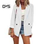 &Uuml;hev&auml;rvilised pikkade varrukatega suured taskud &uuml;he n&ouml;&ouml;biga kontoribleiser mood rev Kontori&uuml;likond jakk T&ouml;&ouml;riided XL