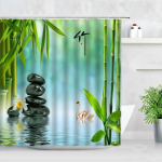 Zen Roheline bambusest Buddha du&scaron;ikardin maastik vesik&uuml;&uuml;nal kivi Lotu taim aiamaastik Veekindel vannitoa kardin 180x180cm