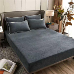 Talvine pehme elastne voodilina kaheinimesevoodi voodilina pehme soe sametine voodikate madrats kate voodipesu kaitse 90 150 180 220 ilma padjap&uuml;&uuml;rita Bed sheet (150x200x25cm) tumehall v&auml;rv