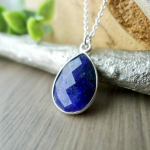 Naturaalne lapis lazuli v&auml;&auml;riskivist kaelakee 925 sterlingh&otilde;bedast kaelakee K&auml;sitsi valmistatud Pulma-J&otilde;uluk&auml;sit&ouml;&ouml; Ehted Kaelakee - umbes 6,1 ct sinine