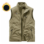 S&uuml;gis/talv Plus Velvet Vest v&auml;lispordivest keskealistele ja eakatele meestele Kiirelt kuivav mitme taskuga vabaajavest XXL khaki