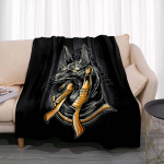 Anubis Vana-Egiptuse kultuuri tekk Kerge voodipesu Superpehme ussi flanelltekk voodi jaoks Elutoa diivan Diivan t&auml;iskasvanutele 75cm x 90cm