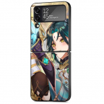 &Uuml;mbris Samsung Galaxy Zflip3 Z Flip 3 5g Zflip Z Flip 4 Flip3 Flip4 Genshin Impact Anime armsa kaanega mustade &uuml;mbriste kaitseraua jaoks Samsung Z Flip 5G