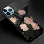 Pink Rose lilleline telefoni&uuml;mbris iPhone'ile 14 13 11 12 Pro Max Mini Xs Xr X 7 8 6s Plus Se 2022 karastatud klaasist tagakaaned For iphone XS Max