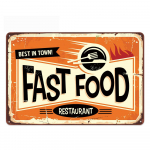 Shabby Chic Vintage metallist plekksildid BBQ Kiirtoit Hamburger Cupcake Pop Corn Hot Dog Seinakaunistus k&ouml;&ouml;gis Cafe Diner Bar 20x30cm