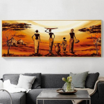 Aafrika kunst maastik ja naiste l&otilde;uendimaal Figuuriplakatid ja tr&uuml;kised Seinapilt Cuadrose elutoa sisekujunduse jaoks ilma raamita 60cm&times;170cm NoFrame