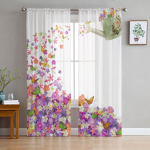 V&auml;rviline liblikas&uuml;damekujuline &scaron;ifoonist l&auml;bipaistev kardinad elutuppa magamistoa kodukaunistuseks akna Voiles t&uuml;llkardin 1 PCS W100XH250cm