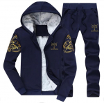 Winter Plus sametkost&uuml;&uuml;m vabaaja spordikampsun kardigan kaheosaline komplekt 8XL tumesinine v&auml;rv