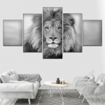 Mustvalged loomad Modulaarsed l&otilde;uendipildid Kunst 5 t&uuml;kki L&otilde;vi Plakati Dekoor Elutoa Sein HD Printimine Maalid Raamistik 20x35cm*2 20x45cm*2 20x55cm*1