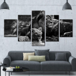 L&otilde;uend Seinakunstipildid 5-osaline must taust l&otilde;vi Maalimine Moodsad prindid Animas Plakat Kodukaunistused 20x35cm*2 20x45cm*2 20x55cm*1