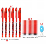 27 tk/partii Kustutatav pliiats, t&auml;itevarras, pestav k&auml;epide, pastapliiats 0,5 mm sinine must tint koolipliiatsite jaoks Kustutab kirjatarbed 27Pcs/set must