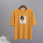 Shellsuning Vintage esteetilise kunsti mustriga tr&uuml;kitud T-s&auml;rgid Naiste suvised &uuml;lisuured vabaaja 100% puuvillased t-s&auml;rgid Naiste Korea mood Harajuku topid M kollane