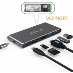 Mitme USB-jaoturi Hdmi 4k Vga-adapter splitteriga 3-pordiline USB-jaotur koos Ssd-korpusega Usb-c, t&uuml;&uuml;p C Macbooki s&uuml;learvuti dokkimisjaama jaoks MC601 NGFF