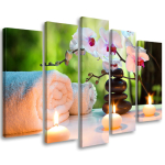Viieosalise pildiga l&otilde;uendiprindiga Zen Spa Flowers Candles 100x70 beež