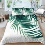 Pere voodipesu &Uuml;he kaheinimesevoodi t&auml;issuuruses Plant Printing seeria voodipesu lehtede mustriga padjap&uuml;&uuml;r ja tekikate pestav kodukaunistus UK Single 135x200cm