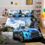 3D-autoprintimise voodipesu &uuml;he kaheinimesevoodi t&auml;issuuruses Cartoon vanaauto mustriga padjap&uuml;&uuml;r ja tekikate pestav ja mugav kodukaunistus UK Single 135x200cm
